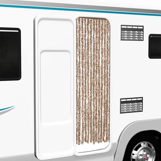 Rideau anti-mouches beige et marron foncé 56x185 cm chenille