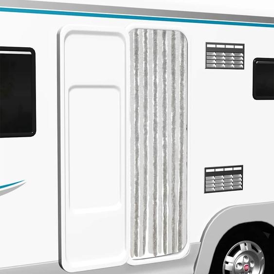 Rideau anti-mouches gris clair et blanc 56x185 cm chenille