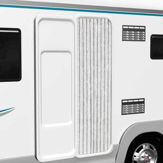 Rideau anti-mouches gris clair et blanc 56x185 cm chenille