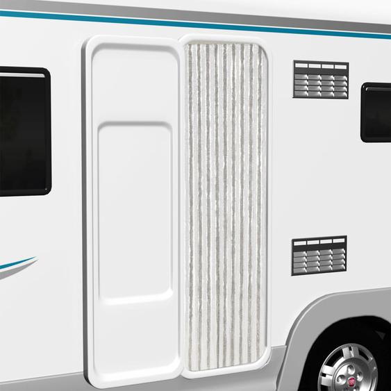 Rideau anti-mouches gris clair et blanc 56x200 cm chenille