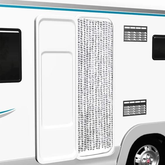 Rideau anti-mouches gris clair et gris foncé 56x200 cm chenille