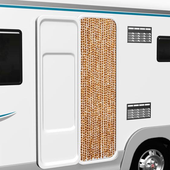 Rideau anti-mouches ocre et blanc 56x200 cm chenille