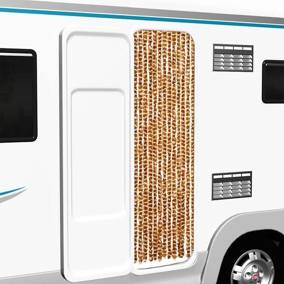 Rideau anti-mouches ocre et blanc 56x200 cm chenille