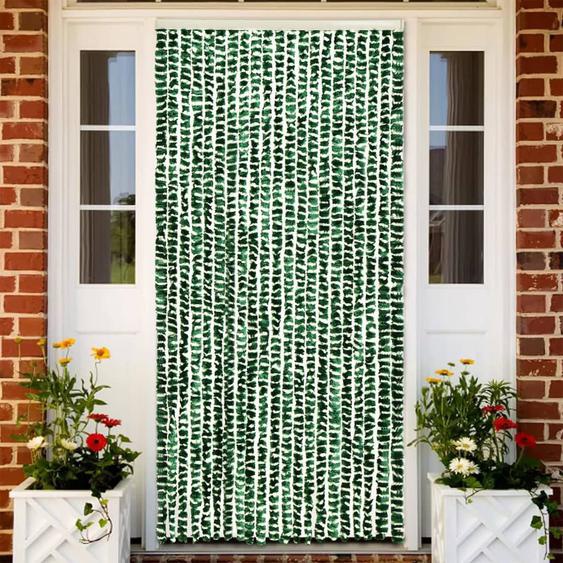 Rideau anti-mouches vert et blanc 100x200 cm chenille