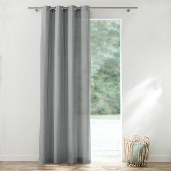 Rideau bachette uni tamisant oeillets - Rideau : Largeur 135 X Hauteur 260cm - Gris - Colombine