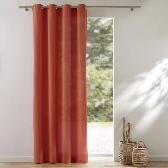 Rideau bachette uni tamisant oeillets - Rideau : Largeur 135 X Hauteur 260cm - Orange - Colombine