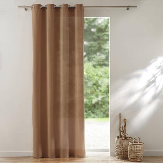 Rideau bachette uni tamisant oeillets - Rideau : Largeur 135 X Hauteur 260cm - Taupe - Colombine