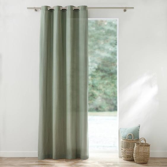 Rideau bachette uni tamisant oeillets - Rideau : Largeur 135 X Hauteur 260cm - Vert - Colombine
