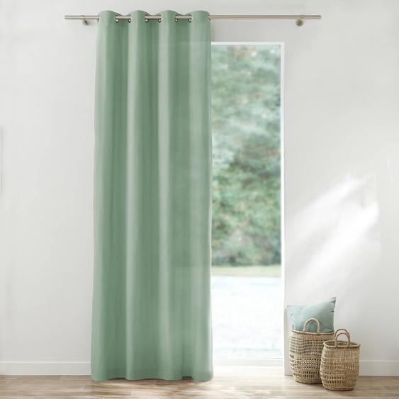 Rideau bachette uni tamisant oeillets - Rideau : Largeur 135 X Hauteur 260cm - Vert - Colombine
