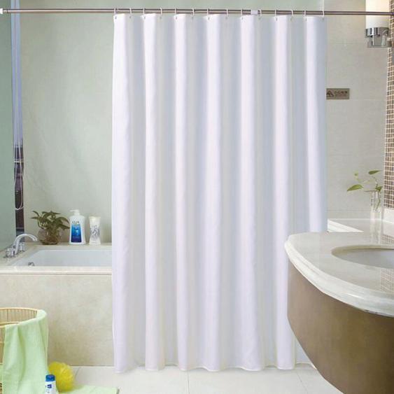 Rideau de douche 120 x 180 cm, rideau de douche en tissu blanc, imperméable et résistant à la moisissure, lavable en machine,