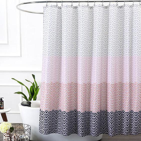 Rideau de douche 180x200cm, rideaux de douche en tissu textile anti-moisissure, imperméable blanc à noir, ourlet lesté, rideau de
