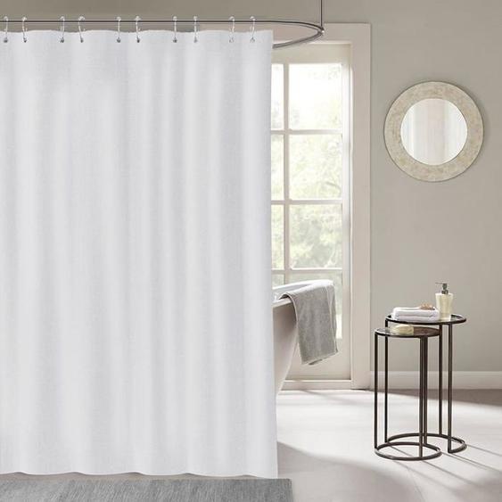 Rideau de douche 240 x 200 cm, anti-moisissure, imperméable, lavable, antibactérien, blanc, rideau de douche en polyester avec 12