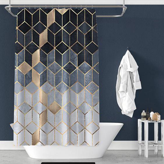 Rideau de douche à motif géométrique, anti-moisissure, imperméable, rideau textile, rideau de salle de bain lavable