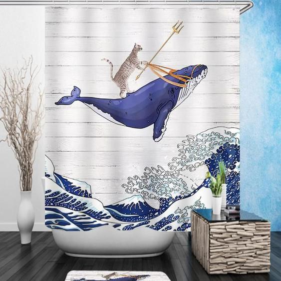 Rideau de douche,ANNEFLY 180x180cm Rideau de douche à impression numérique Rideau de séparation de douche Rideau de fenêtre (Style