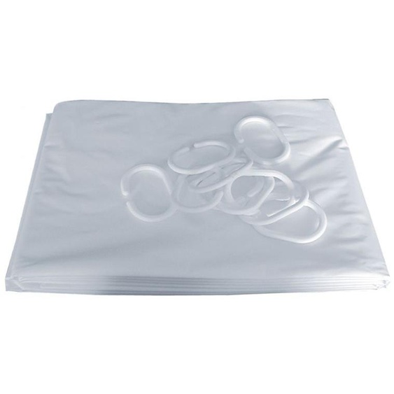 Rideau de douche en PVC blanc 2000x1500 avec 10 anneaux - PELLET - 804152