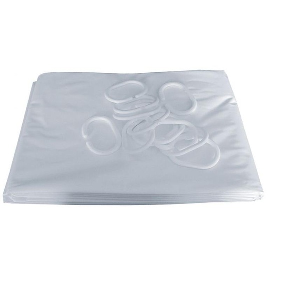 Rideau de douche en PVC blanc 2000x1500 avec 10 anneaux - PELLET - 804152