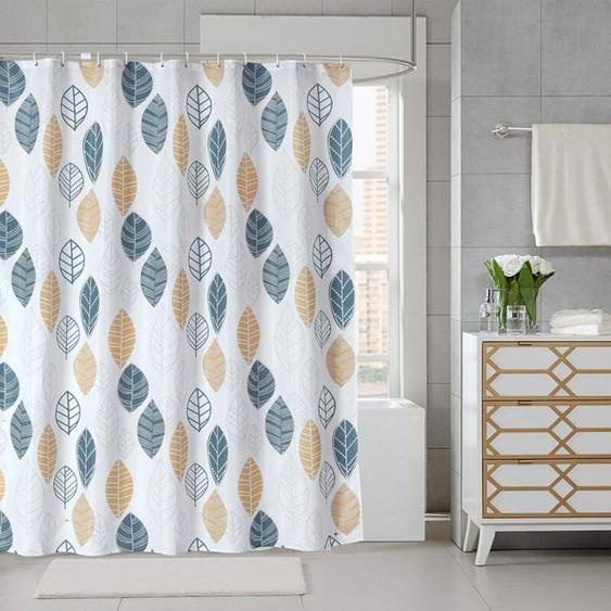 Rideau de Douche en Tissu Anti-moisissure Impermable avec des Crochets Antibactrien Lavable en Machine 180 x180cm PZCC
