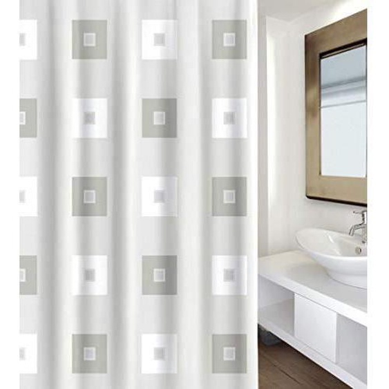 Rideau de douche - MSV - Blocks Gris - Polyester - 180x200cm