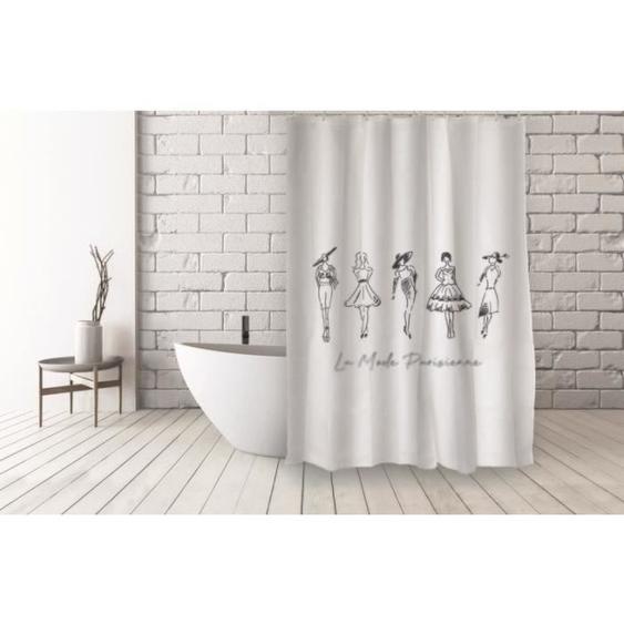 Rideau de douche - MSV - Polyester - 180x200cm - DEMOISELLES - Noir & Blanc
