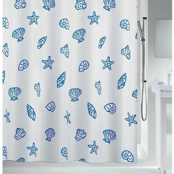 Rideau de douche Polyester CONCHA 120x200cm Marine - Spirella - Anti-moisissure - Design moderne