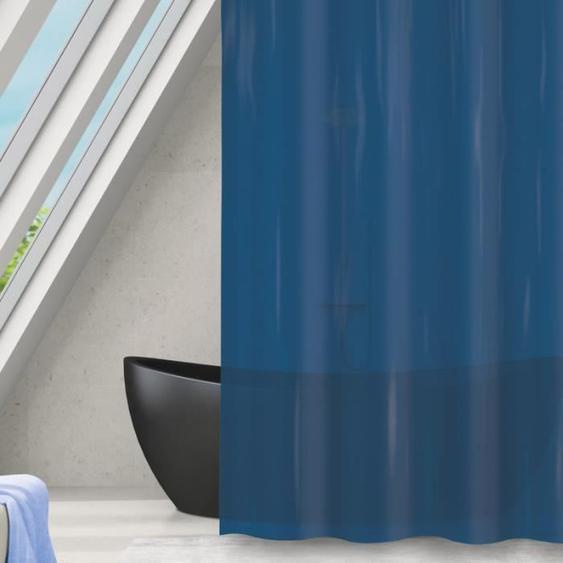 Rideau de douche - MSV - ROMANA - 180x180cm - Polyester - Bleu foncé transparent