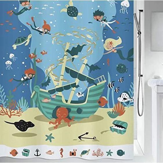 Rideau de douche - SPIRELLA - Pirates - Polyester - Multicolor - 180x200cm