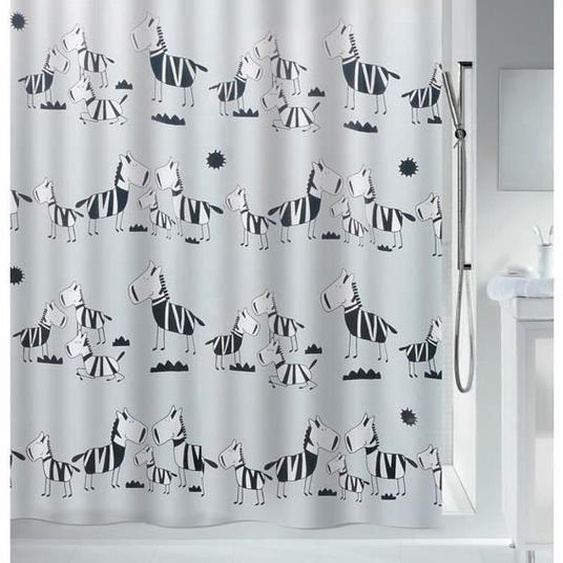 Rideau de douche - SPIRELLA - ZEBI NOIR - Polyester - Anti-moisissure