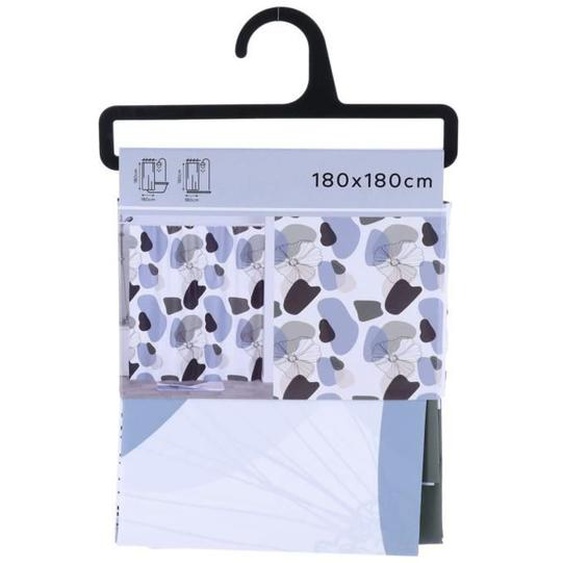 Rideau de douche - TENDANCE - Flowers - 180 x 180 cm - Peva - Bleu et Vert