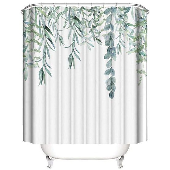 Rideau de douche végétal - Rideaux de douche en saule pour salle de bain, ensemble de décoration de bain en tissu de toilette 72 x
