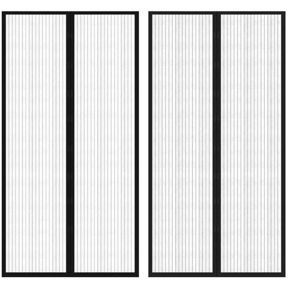 Rideau de porte contre insectes 210x100cm 2 pcs magnétique noir