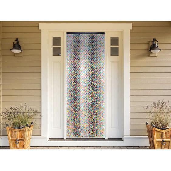 Rideau de porte en perles de bois multicolore 90 x 200 cm Morel