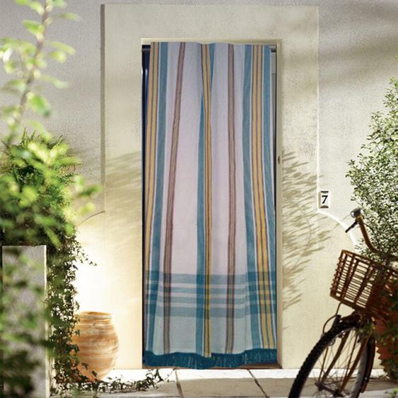 Rideau de Porte Marseillais à rayures dAntan Vert 140x225 cm