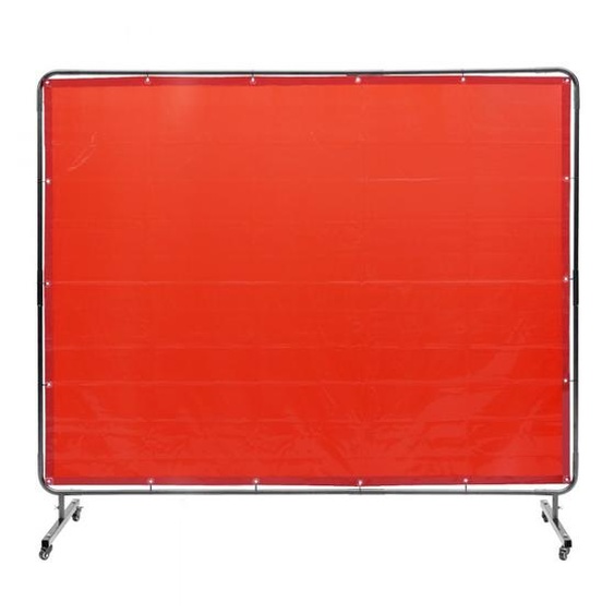 Rideau de soudure - Rideau de protection 1,8 x 2,4 m en vinyle ignifugé avec 4 roues pivotantes et 6 niveaux de protection contre les UV - Couverture de soudure rouge.