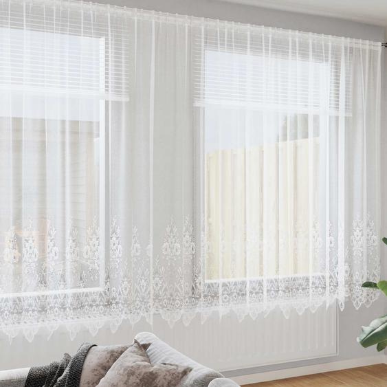 Rideau en Dentelle Floral Blanc 220 x 1200 cm Polyester