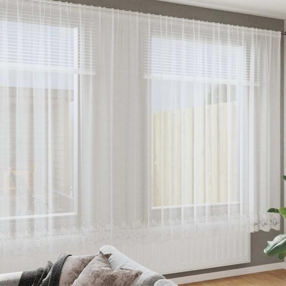 Rideau en Dentelle Floral Blanc 220 x 1200 cm Polyester