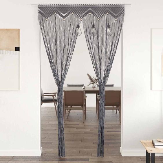 Rideau en macramé Anthracite 140x240 cm Coton