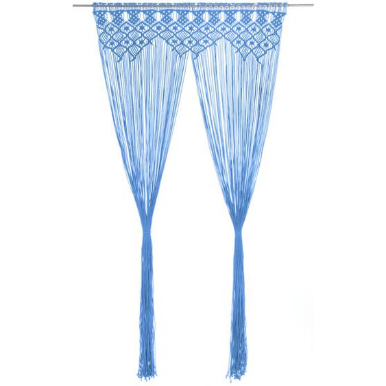 Rideau en macramé Bleu 140x240 cm Coton