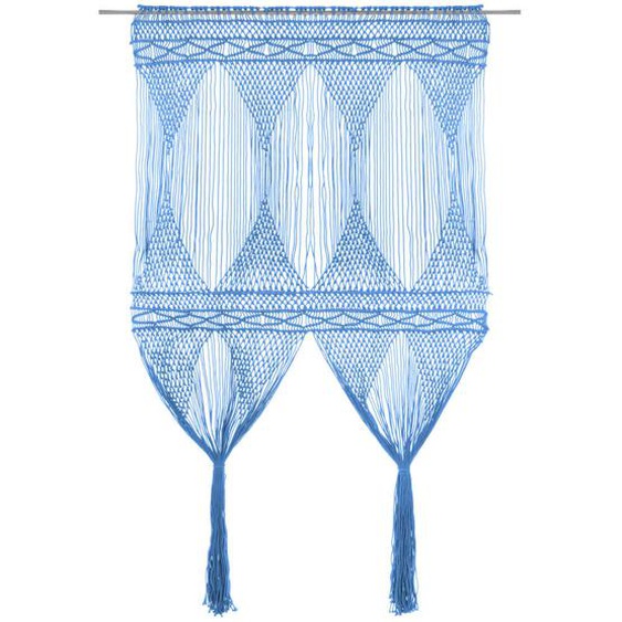 Rideau en macramé Bleu 140x240 cm Coton