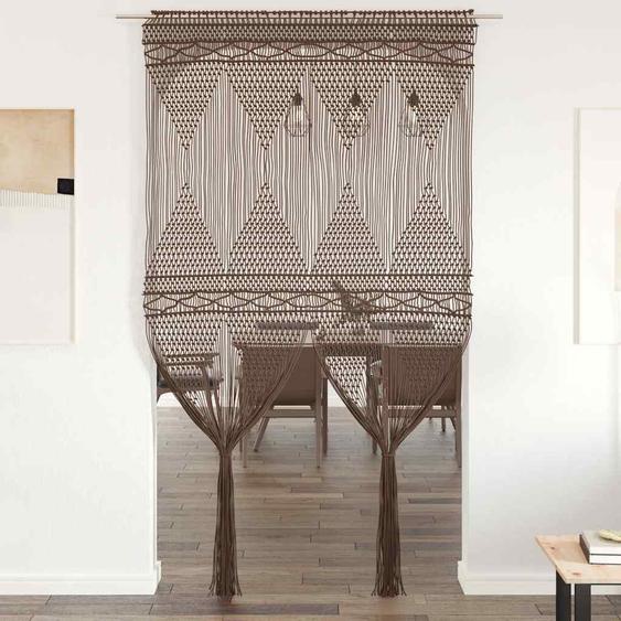 Rideau en macramé Taupe 140x240 cm Coton