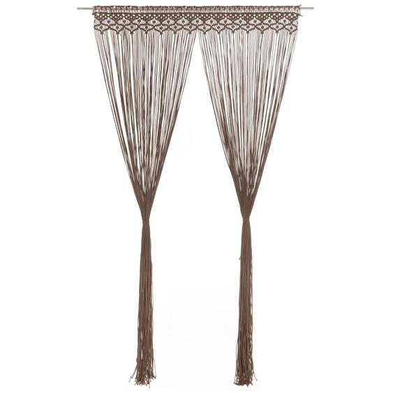 Rideau en macramé Taupe 140x240 cm Coton