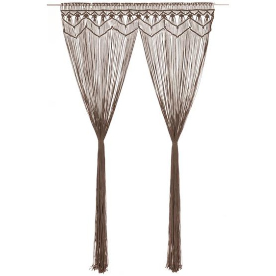 Rideau en macramé Taupe 140x240 cm Coton