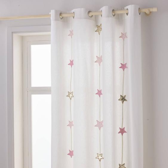 Rideau guirlande à œillets tamisant étoiles rose