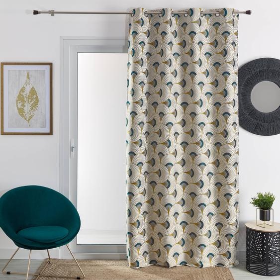 Rideau Jacquard Imprimé Plumes De Paon -