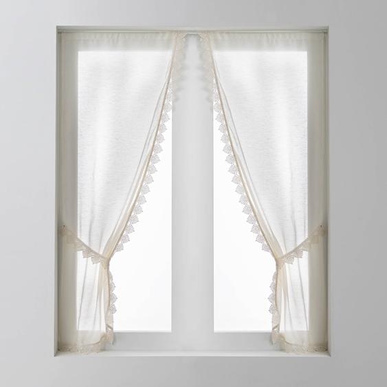 Rideau macramé finition passe-tringle embrasse assortie - la paire -