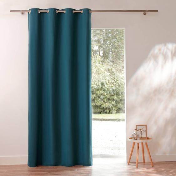 Rideau occultant bachette uni - Rideau : Largeur 135 X Hauteur 260cm - Bleu - Colombine