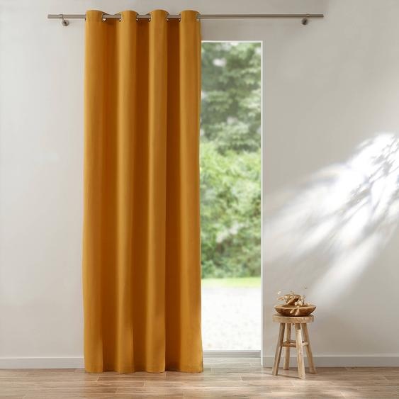 Rideau occultant bachette uni - Rideau : Largeur 135 X Hauteur 260cm - Jaune - Colombine