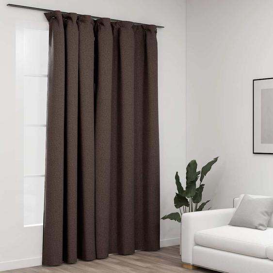 Rideau occultant daspect de lin avec crochets Taupe 290x245 cm