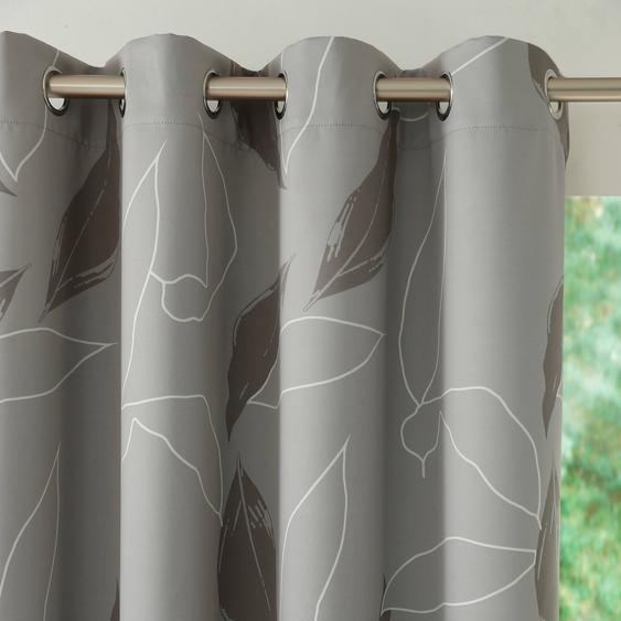 Rideau occultant imprimé feuillage - Rideau : Largeur 140 X Hauteur 180cm - Gris - Colombine