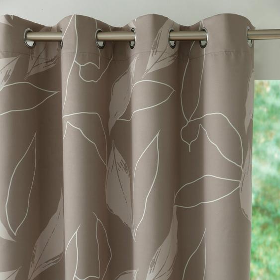Rideau occultant imprimé feuillage - Rideau : Largeur 140 X Hauteur 260cm - Taupe - Colombine