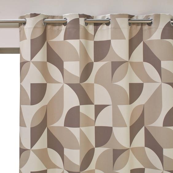 Rideau occultant imprimé graphique - Rideau : Largeur 140 X Hauteur 180cm - Beige - Colombine